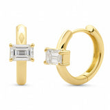 .50ct G SI 14K Yellow Gold Emerald Cut Diamond Huggie Hoop Earrings
