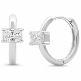 .60ct G SI 14K White Gold Radiant Cut Huggie Hoop Earrings