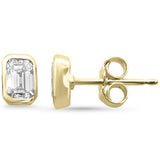 .54ct G SI 14K Yellow Gold Bezel Set Emerald Cut Diamond Solitaire Earrings
