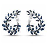 1.38ct G SI 14K White Gold Blue Sapphire Gemstone Olive Branch Ear Crawler Earrings