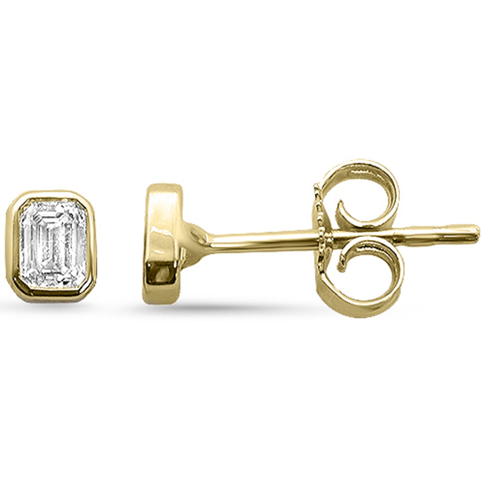.29ct G SI 14K Yellow Gold Diamond Bezel Set Emerald Cut Diamond Earrings