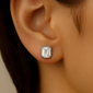 .28ct G SI 14K White Gold Diamond Bezel Set Emerald Cut Diamond Stud Earrings