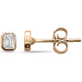 .30ct G SI 14K Rose Gold Bezel Set Emerald Cut Diamond Stud Earrings