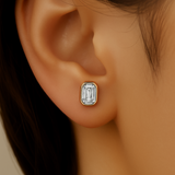 .30ct G SI 14K Rose Gold Bezel Set Emerald Cut Diamond Stud Earrings