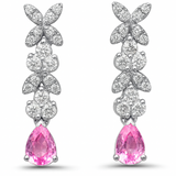 .66ct G SI 14kt White Gold Diamond & Pink Sapphire Gemstone Drop Earrings