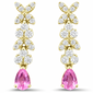 <span style="color:purple">SPECIAL!</span> .68ct G SI 14kt Yellow Gold Diamond & Pink Sapphire Gemstone Drop Earrings