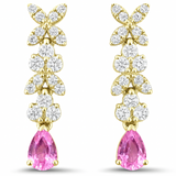 .68ct G SI 14kt Yellow Gold Diamond & Pink Sapphire Gemstone Drop Earrings