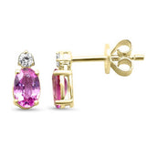 1.01ct G SI 14kt Yellow Gold Diamond & Pink Sapphire Gemstone Earrings