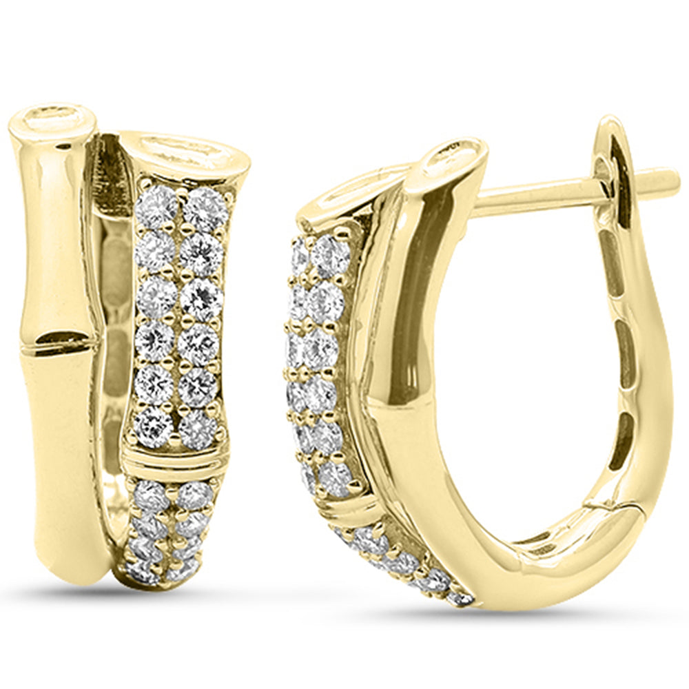 .47ct G SI 14kt Yellow Gold Diamond Bamboo Design Hoop Earrings