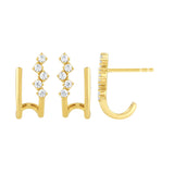 .26ct G SI 14kt Yellow Gold Diamond Double J Hoop Earrings