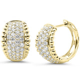 1.49ct G SI 14kt Yellow Gold Diamond Pave Set Beaded Hoop Earrings