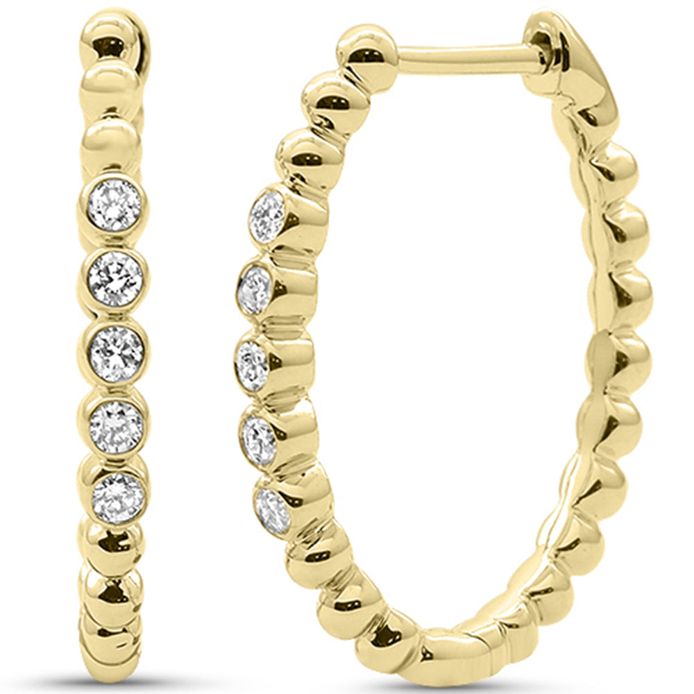 .19ct G SI 14kt Yellow Gold Diamond Beaded Earrings Oval Hoop Earrings
