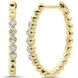 .19ct G SI 14kt Yellow Gold Diamond Beaded Earrings Oval Hoop Earrings