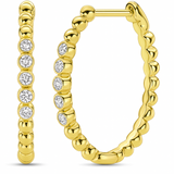 .19ct G SI 14kt Yellow Gold Diamond Beaded Earrings Oval Hoop Earrings