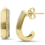 .13ct G SI 14kt Yellow Gold Modern Diamond J Hoop Earrings