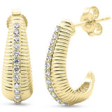 .24ct G SI 14kt Yellow Gold Modern Diamond J Hoop Earrings