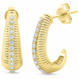 .24ct G SI 14kt Yellow Gold Modern Diamond J Hoop Earrings