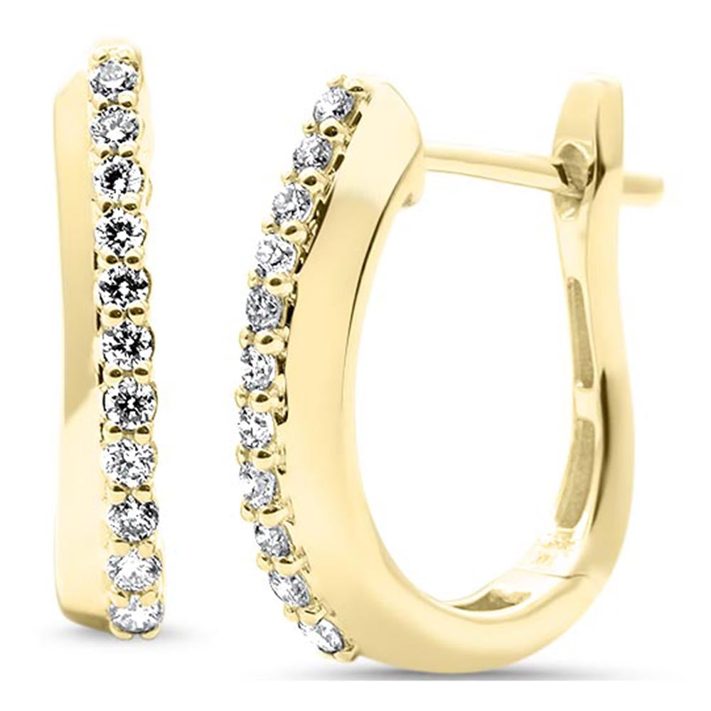 .25ct G SI 14kt Yellow Gold Diamond Hoop Huggie Earrings
