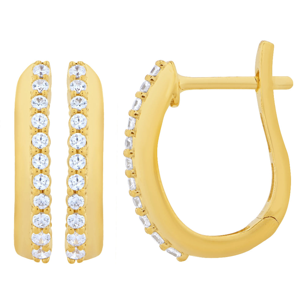 .25ct G SI 14kt Yellow Gold Diamond Hoop Huggie Earrings