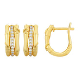 .24ct G SI 14kt Yellow Gold Diamond Bamboo Design Hoop Earrings