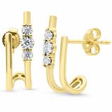 <span style="color:purple">SPECIAL!</span> .09ct G SI 14kt Yellow Gold Round Diamond Double Hoop Earrings