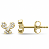 .10ct G SI 14kt Yellow Gold Diamond Butterfly Stud Earrings
