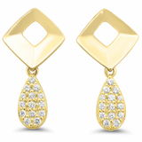 .24ct G SI 14kt Yellow Gold Round Diamond Modern Drop Earrings
