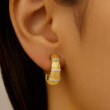 .13ct G SI 14kt Yellow Gold Diamond  J Hoop Earrings