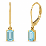 1.00ct G SI Yellow Gold Aquamarine Gemstone Dangling Earrings