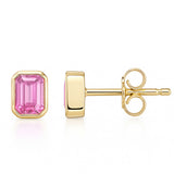 .66ct 14kt Yellow Gold Pink Sapphire Gemstone Bezel Set Stud Earrings