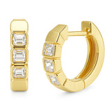 .53ct G SI 14kt Yellow Gold Emerald Cut Diamond Hoop Huggie Earrings