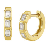 .92ct G SI 14kt Yellow Gold Emerald Cut Diamond Hoop Huggie Earrings