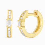 .36ct G SI 14kt Yellow Gold Diamond Emerald Cut Hoop Huggie Earrings