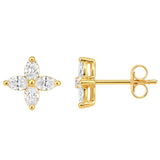 .75ct G SI 14kt Yellow Gold Pear Shape Diamond Flower Stud Earrings