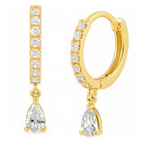 .47ct G SI 14kt Yellow Gold Pear Shape Diamond Petite Hoop Earrings