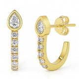 <span style="color:purple">SPECIAL!</span> .37ct G SI 14kt Yellow Gold Pear Shape Diamond J Hoop Earrings