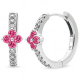 .53ct G SI 14kt White Gold Diamond & Pink Sapphire Gemstone Hoop Earrings