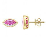 .94ct G SI 14KT Yellow Gold Diamond & Pink Sapphire Gemstone Evil Eye Earrings
