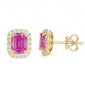 <span style="color:purple">SPECIAL!</span> 1.32ct G SI 14KT Yellow Gold Diamond & Pink Sapphire Gemstone Earrings