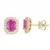 1.33ct G SI 14KT Yellow Gold Diamond & Pink Sapphire Gemstone Earrings