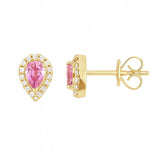 .39ct G SI 14KT Yellow Gold Diamond & Pink Sapphire Gemstone Earrings