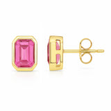 1.09ct G SI 14KT Yellow Gold Bezel Set Pink Sapphire Gemstone Earrings