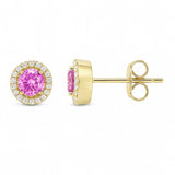.80ct G SI 14KT Yellow Gold Diamond & Pink Sapphire Gemstone Earrings