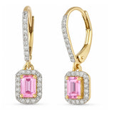 .72ct G SI 14kt Yellow Gold Diamond & Pink Sapphire Gemstone Drop Dangle Earrings