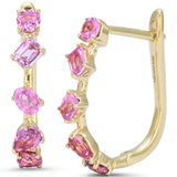 1.41ct G SI 14kt Yellow Gold Pink Sapphire J Hoop Gemstone Earrings