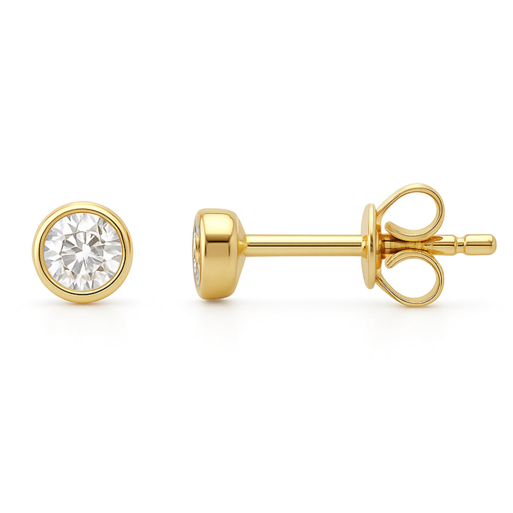 .20ct G SI 14kt Yellow Gold Round Diamond Bezel Stud Solitaire Earrings