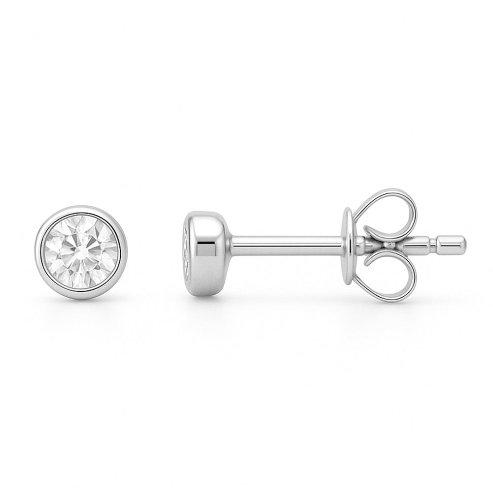 .22ct G SI 14kt White Gold Round Diamond Bezel Stud Solitaire Earrings