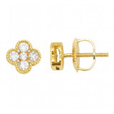 .09ct G SI 14kt Yellow Gold Round Diamond Clover Earrings