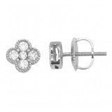 .09ct G SI 14kt White Gold Round Diamond Clover Earrings
