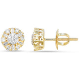 <span style="color:purple">SPECIAL!</span> .31ct G SI 14kt Yellow Gold Diamond Round & Baguette Flower Stud Earrings